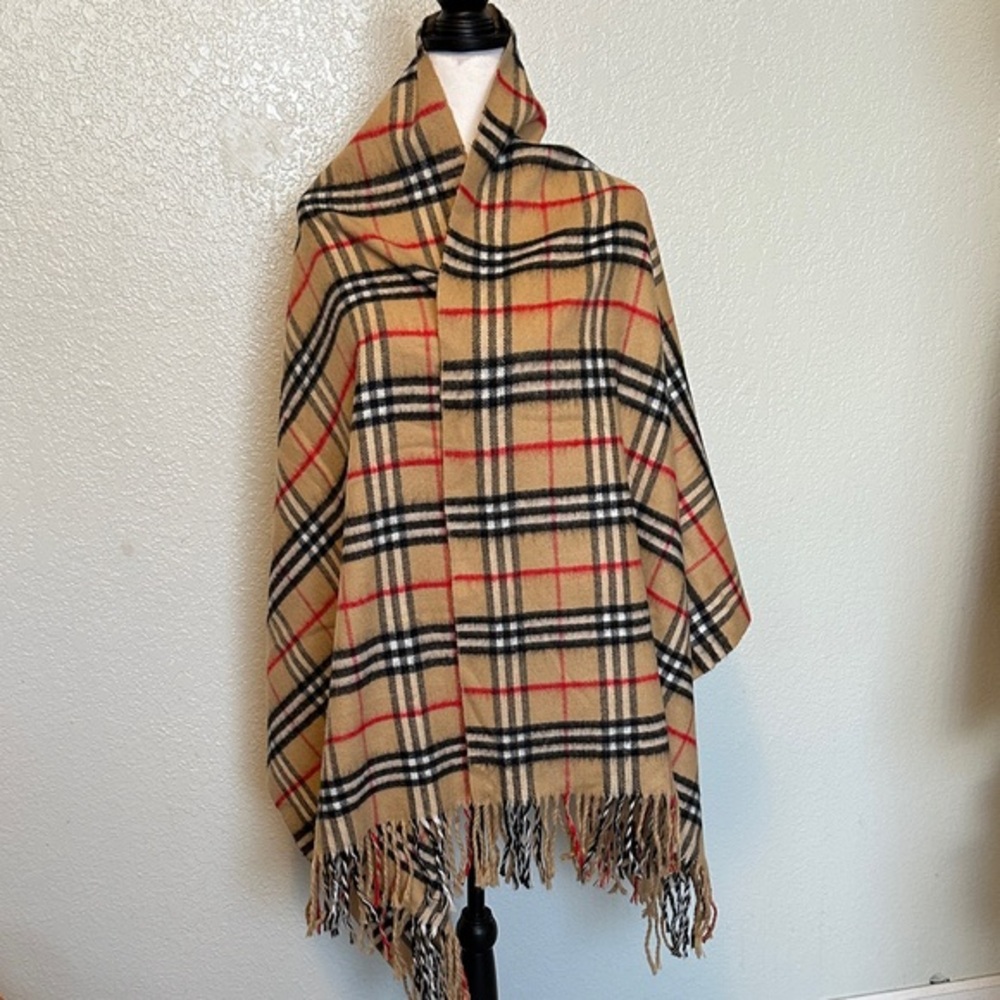 Oversized Brit Plaid Fringe Shawl Scarf 29 x 72 plus 4 inch fringe